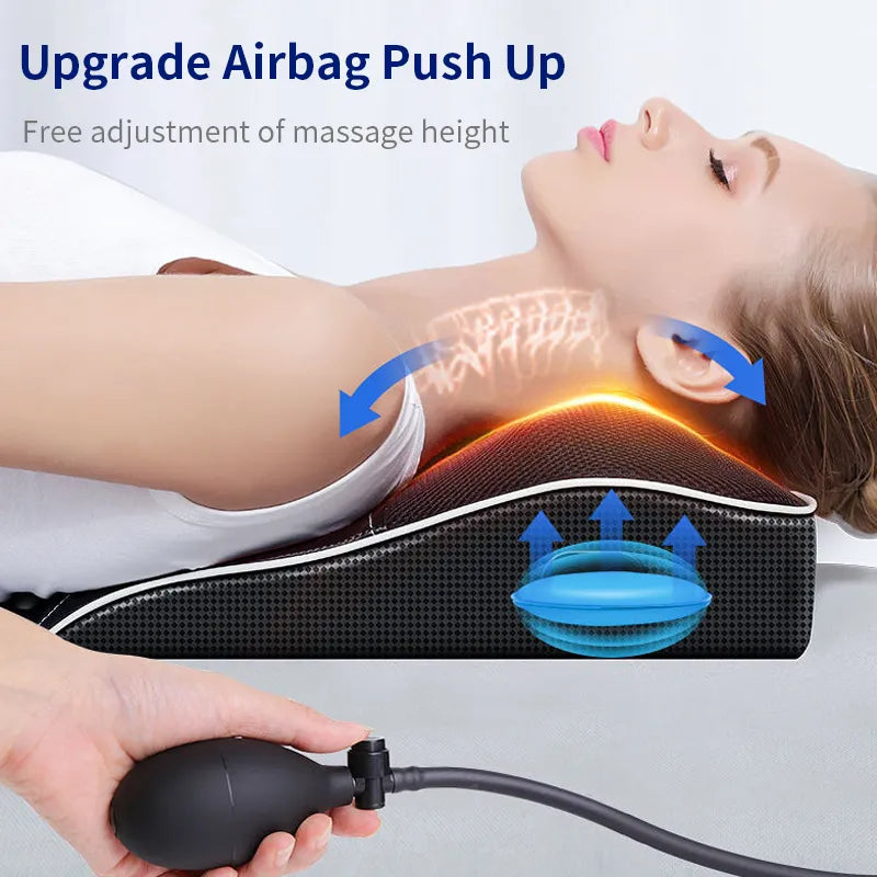 Electric Head Neck Cervical Ttraction Body Massager Car Back Pillow with Heating Vibrating Massage Device