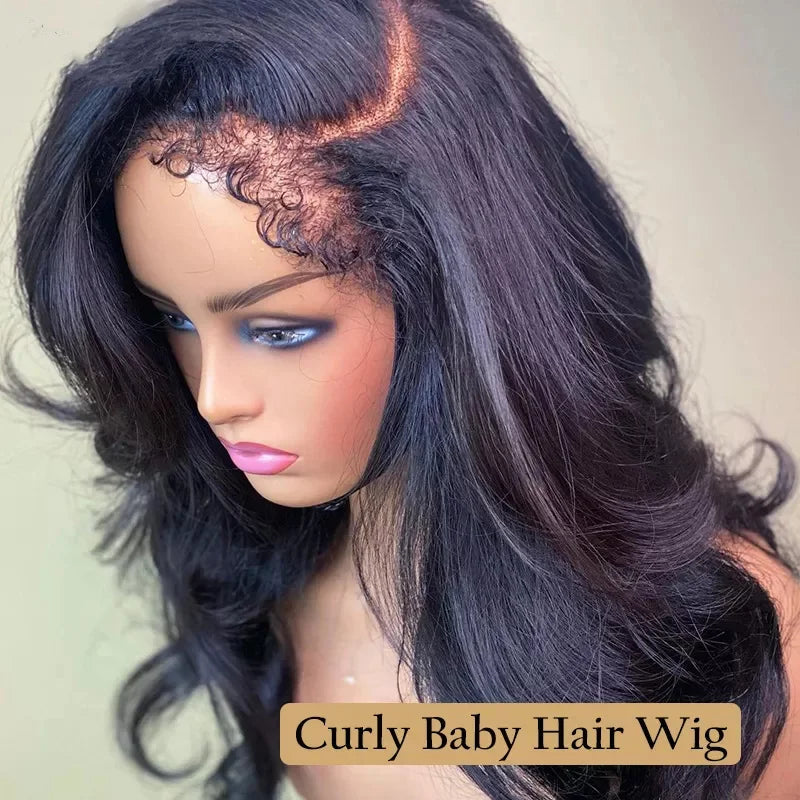 Body Wave 13x6 Lace Front Human Hair Wigs For Black Women PerPlucked With Curly Baby Hair 180% Weave Lace Closure Wig Virgin Wig