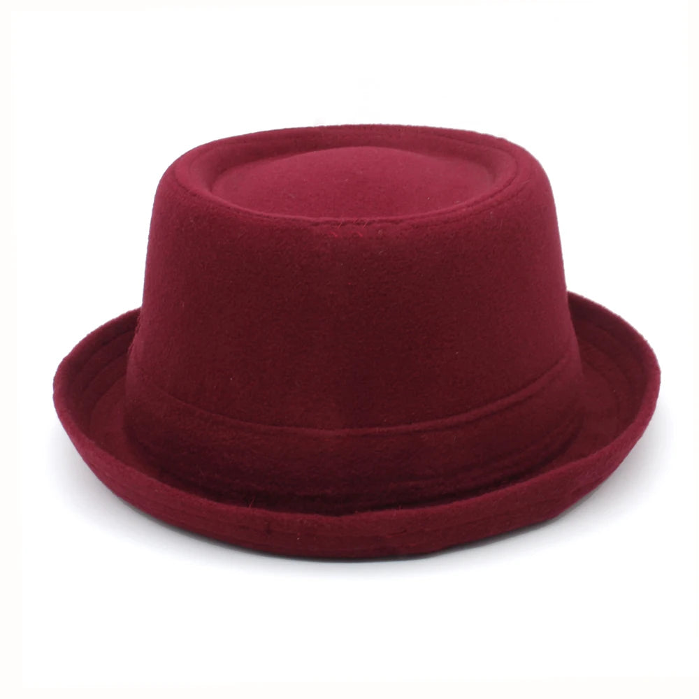 Men Women Woolen Wool Blend Pork Pie Hats Fedora Trilby Sunhat Street Style Classical Caps Travel Outdoor Size US 7 3/8 UK L