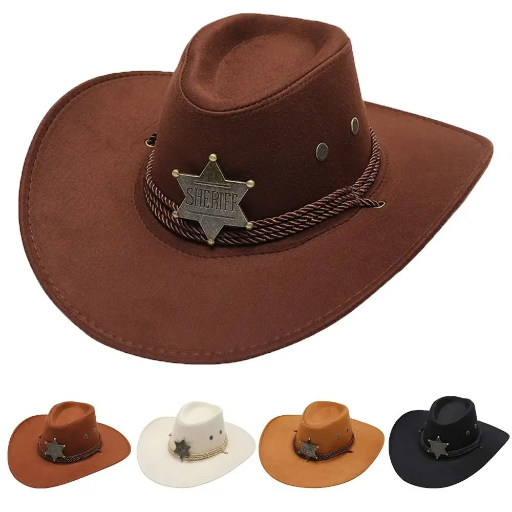 Wide Brim Woolen Knight Hats Cycling Caps Sun Protection Caps Western Cowboy Hats Summer Sun Hats Star Travel Sunscreen Caps