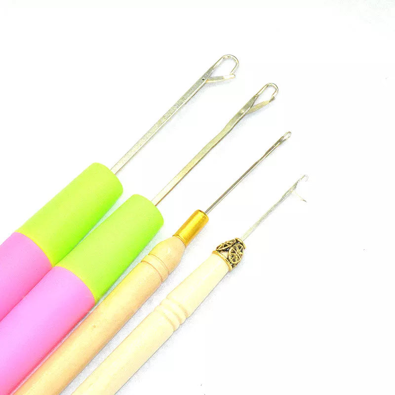 1pc Wood Plastic crochet braid needle Feather Hair Extension Tools Wig Hook Needle Threader Knitting hair crochet needles 7type