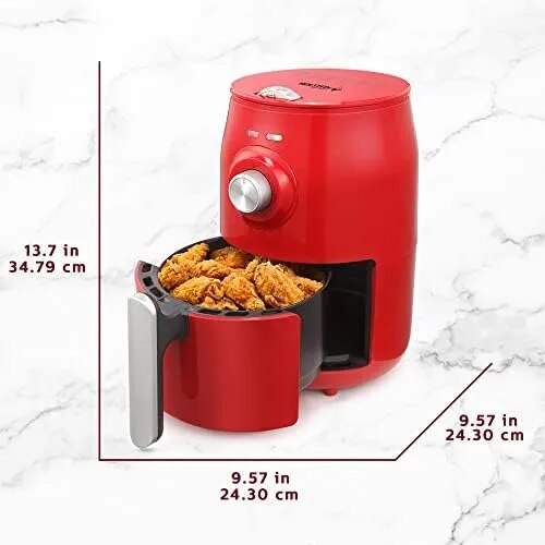 Air Fryer, Red/Silver - Convenient and User Friendly for Optimal Cooking