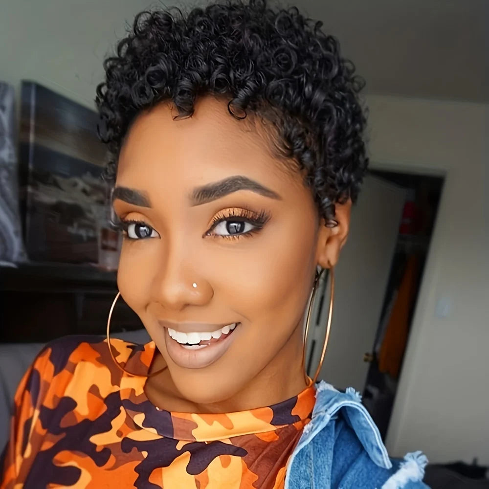 Natural Short Curly Synthetic Wig