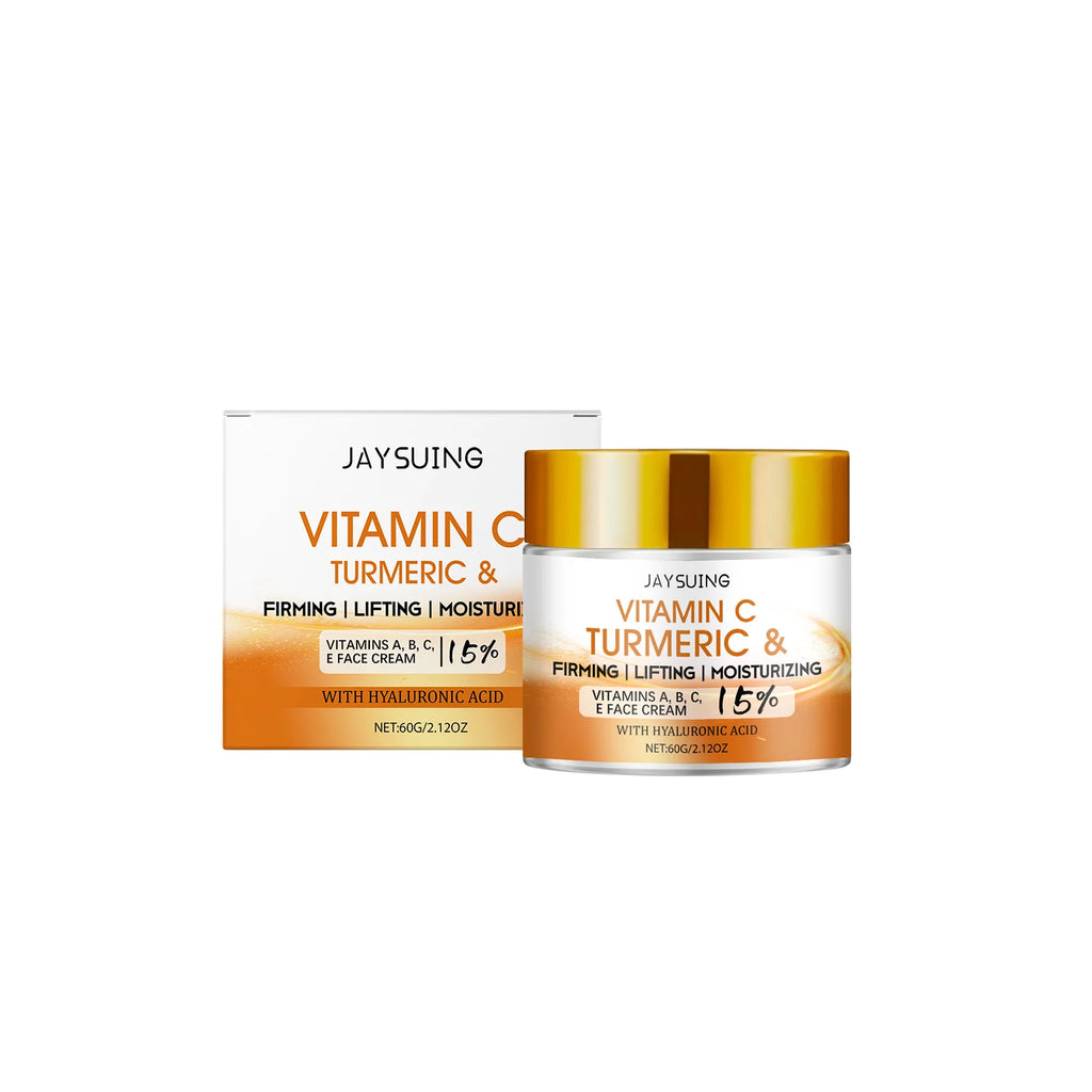Turmeric Face Cream 15% Vitamin C Anti-Aging Firming Tightening Repair Skin Fights Acne Brightening Hyaluronic Acid Moisturizer