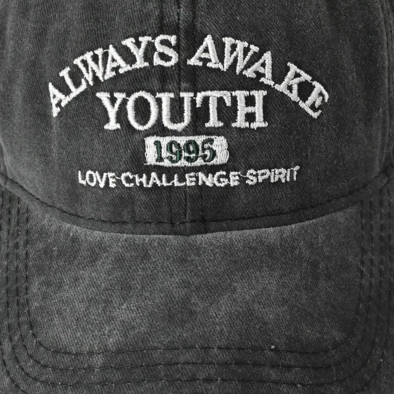 Unisex Washed Cotton Caps Letter Embroidery Vintage Baseball Cap Men Women Adjustable Casual Outdoor Streetwear Sports Sun Hats