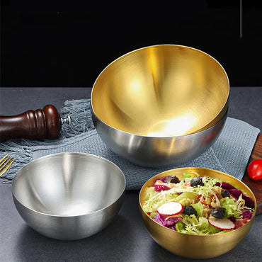 Large Capacity Stainless Steel Metal Fruit Salad Bowls Soup Rice Noodle Ramen Bowl Kitchen Tableware Utensils Food Container