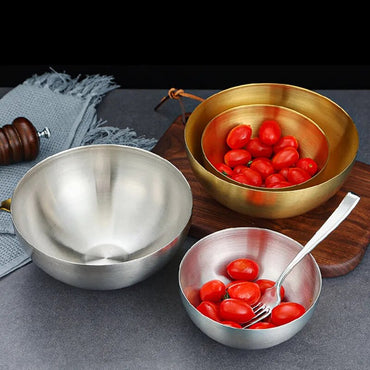 Large Capacity Stainless Steel Metal Fruit Salad Bowls Soup Rice Noodle Ramen Bowl Kitchen Tableware Utensils Food Container