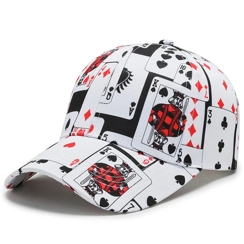 Summer Autumn Unisex Trend Print Poker Chain Letter Element Baseball Cap for Men Women Street Outdoor Hip Hop Snapback Hat q252