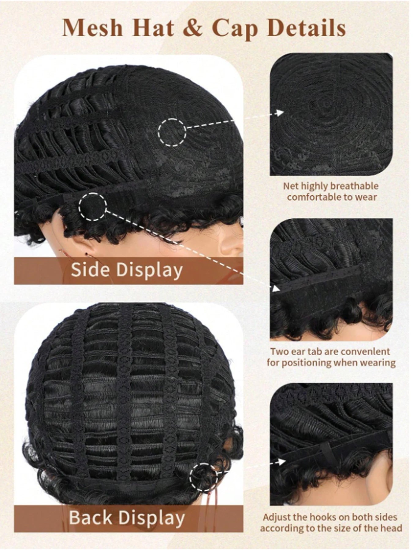 Cut Short Curly Wigs for Women, Synthetic Full Wigs with Bangs, Glueless Daily Wear And Go, Black Color, Heat Resistant, Beginne