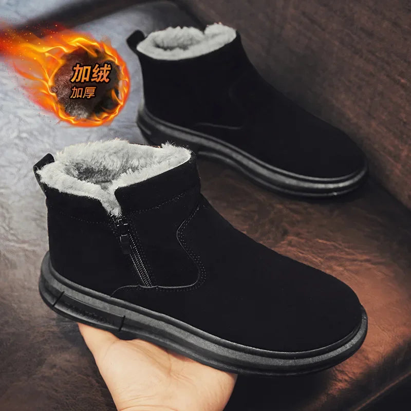 Cotton Shoes for Men Winter New Platform Snow Boots Whit Fur Keep Warm Fashion Comfortable Ankle Boots for Men Shallow Sneaker