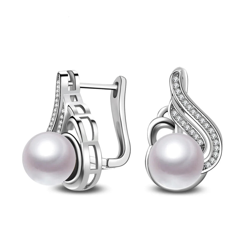 New 925 Sterling Silver Jewelry Earrings Simple Freshwater Pearl Earrings for Women Jewelry Gift Boucle D'oreille Brincos Para