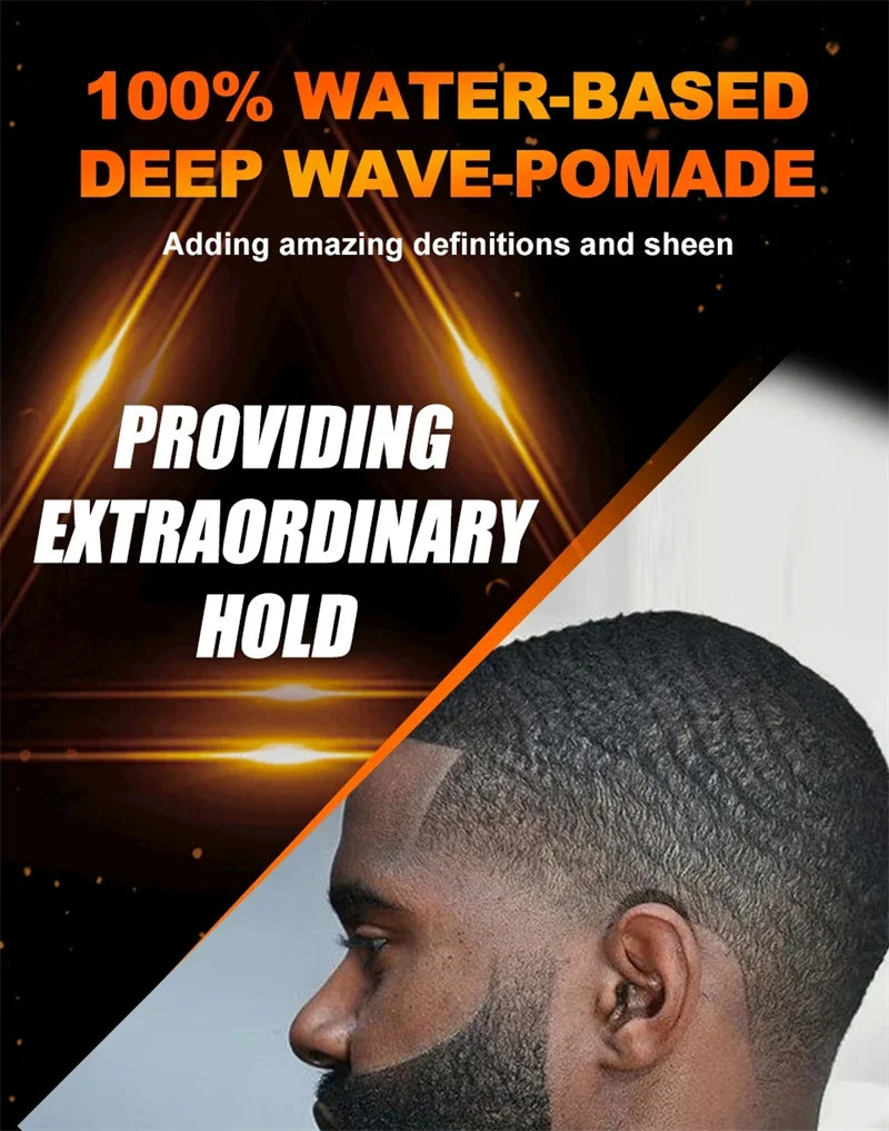 African Natural Wave Control Pomade for Black Men Strong 360 Waves Layered Style Clay Hair Silky Shine Wavy Frizz Grease Builder