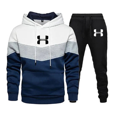 Mens Tracksuit Wear Stripe Hoodies+Sweatpants 2 Piece Set 2023 New Fashion High Quality Autumn Winter Luxury Casual Jogging Suit