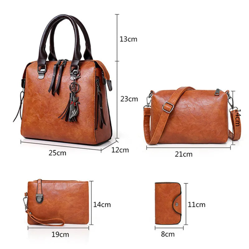 Luxury Brand Women's Handbags Shoulder Bag Wallets 4 Piece Set Large Capacity Ladies Messenger Bags Leather Tote Bag for Women