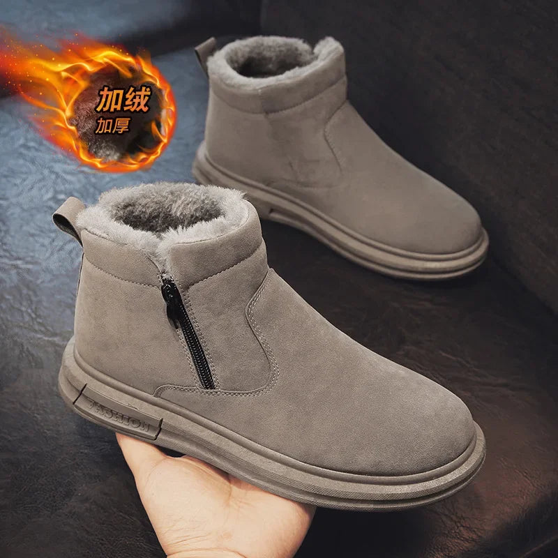 Cotton Shoes for Men Winter New Platform Snow Boots Whit Fur Keep Warm Fashion Comfortable Ankle Boots for Men Shallow Sneaker