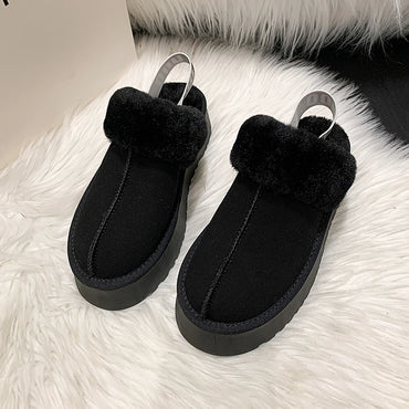 Keep Warm Women's Slippers Retro Home Cotton Flat Shoes Cross Fluffy Snow Boots 2023 New Autumn Winter