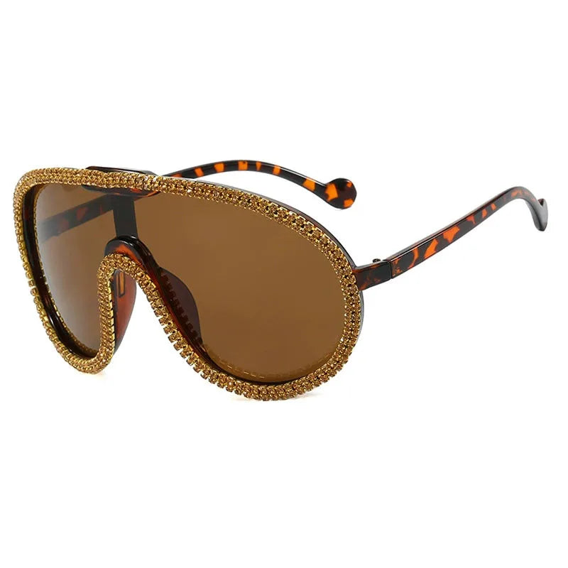 Summer Beach One-Pieces Handmade Big Sunglasses Women Oversized Yellow Fashion Sun Glasses Men UV400 Lunette Soleil Femme