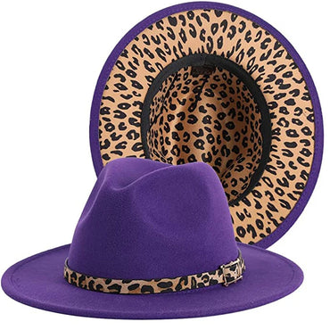 Two Tone Fedoras Jazz Hats Cowboy Hats for Women and Men Leopard Bottom Wool Felt Party Church Dresses Hat Wholesale шапка