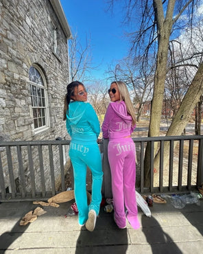 Juicy Diamonds Hoodie Crop Jacket  And Joggers Pants Outfits Streetwear Y2K Jogging Suits Corture Tracksuit Two Piece Set