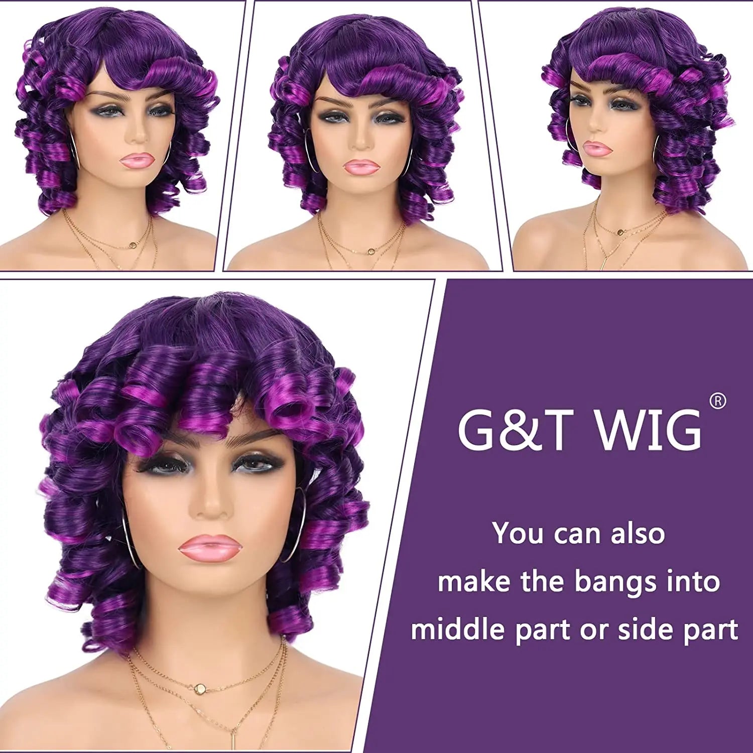 Curly Synthetic Wigs Short Kinky Curly Black Wigs for Women Big Curly Afro Soft Wig with Bangs Heat Resistant Natural Cute Wig