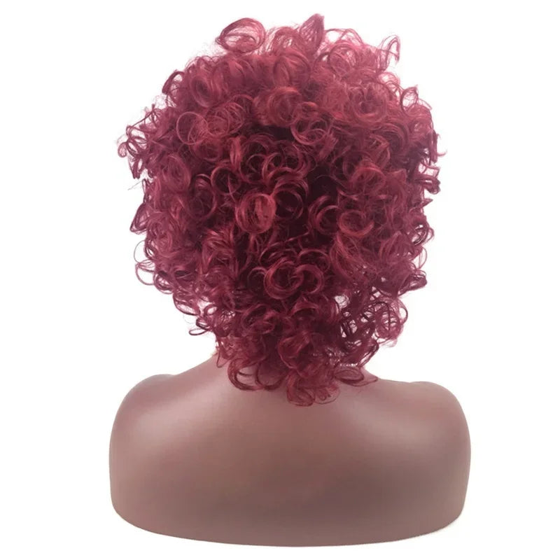 Kinky Curly Wig Short Synthetic Hair Red Wigs for Women Wave Wig