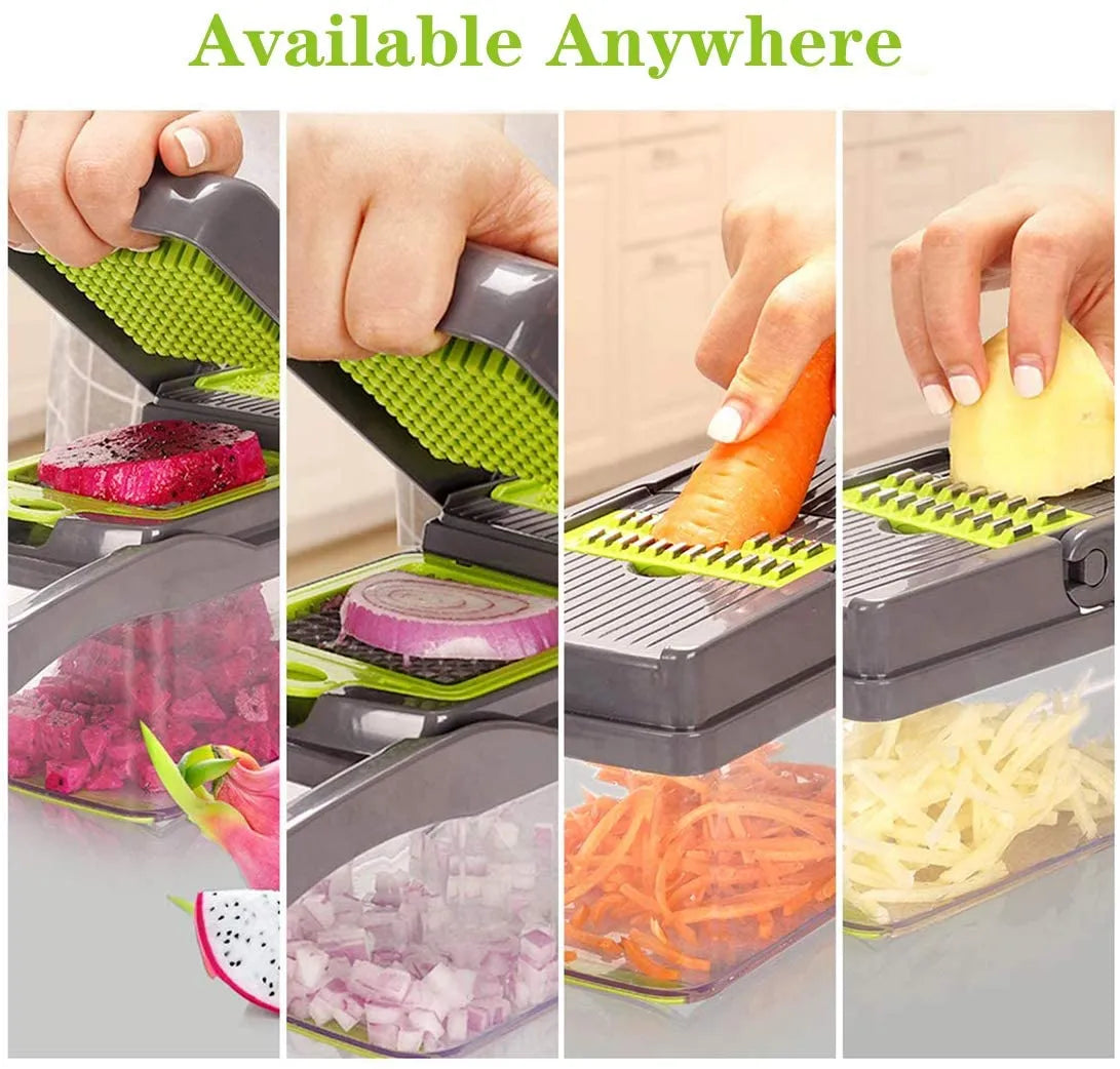 Food Chopper Vegetable-Fruit-Cheese-Onion Chopper Slicer Dicer Tomato Cutter Grater 12 in 1 Veggie Chopper Kitchen gadget sets