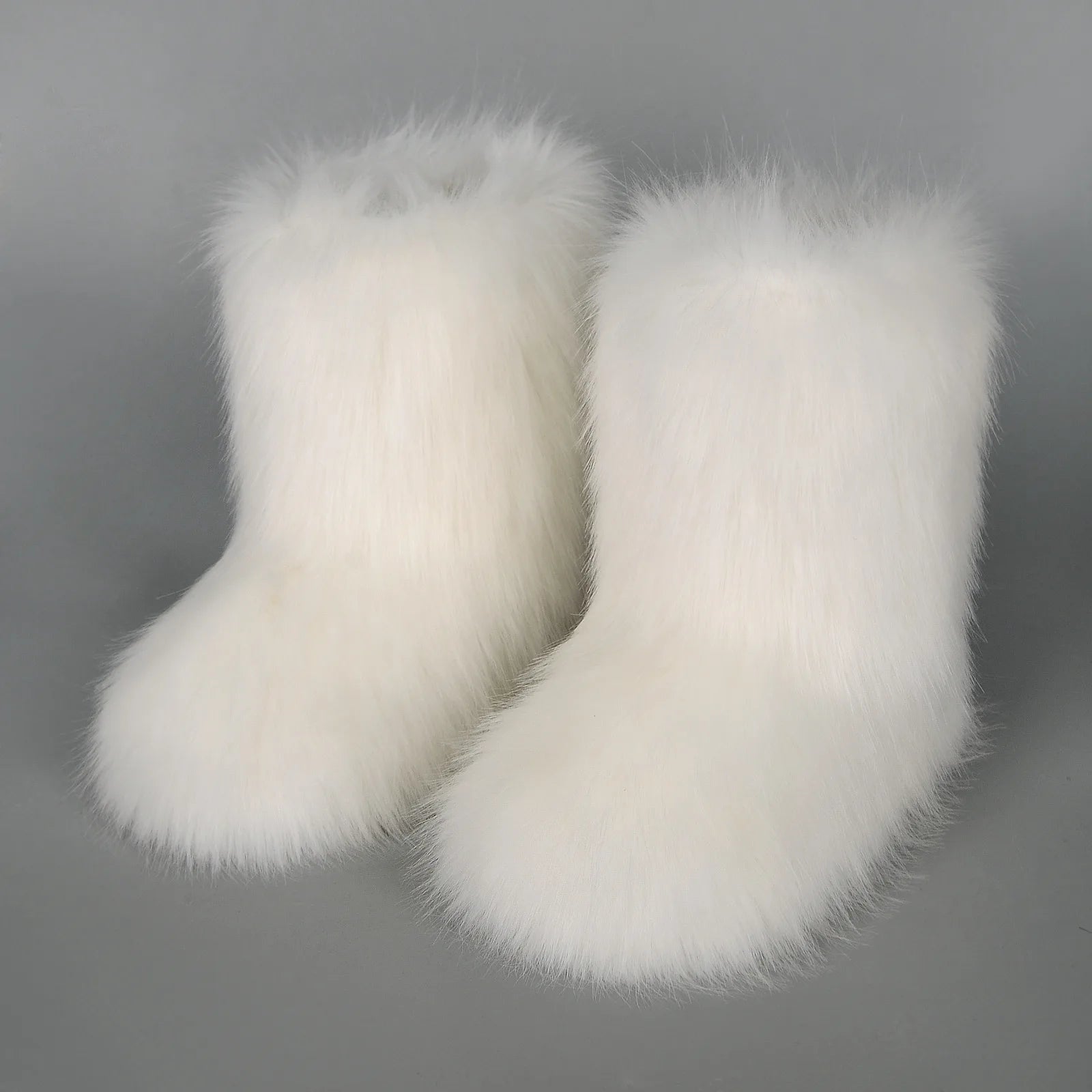 Women's Winter Fluffy Faux Fox Fur Boots Woman Plush Warm Snow Boots Luxury Footwear Girls' Furry Fur Bottes Fashion Winter Shoe