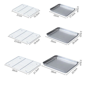 304 Stainless Steel Fruit Cake BBQ Tray Removable Cooling Rack  Nonstick Barbecue Tray Square Baking Plate Kitchen Baking Tray