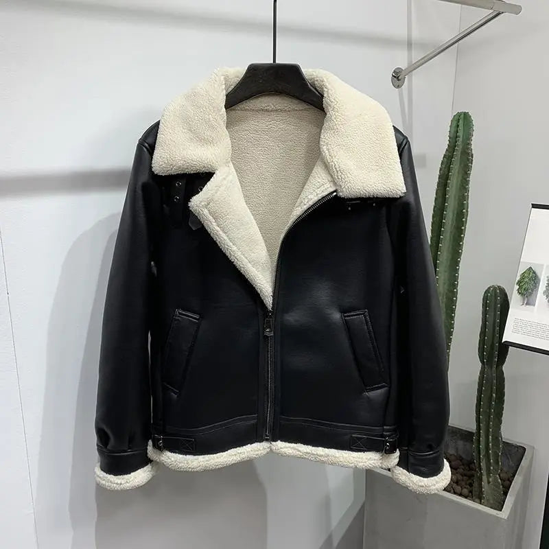 Lamb Fur and Fur One Man's Coat Winter Men's Motorcycle Jacket Cashmere Leather Coat Winter Cashmere Thickening Tide 2022 New