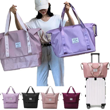 Large Capacity Storage Folding Bag Portable Travel Fitness Bags Waterproof Tote Carry on Luggage Handbag Duffel Set Pink Women