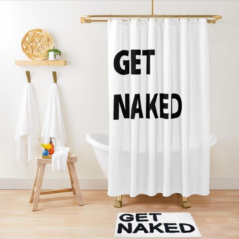 Inyahome Get Naked Bath Mat Bathroom Rugs for Bathtub Mat Cute Bath Rugs for Apartment Decor Tufted Gray and White Shower Mat