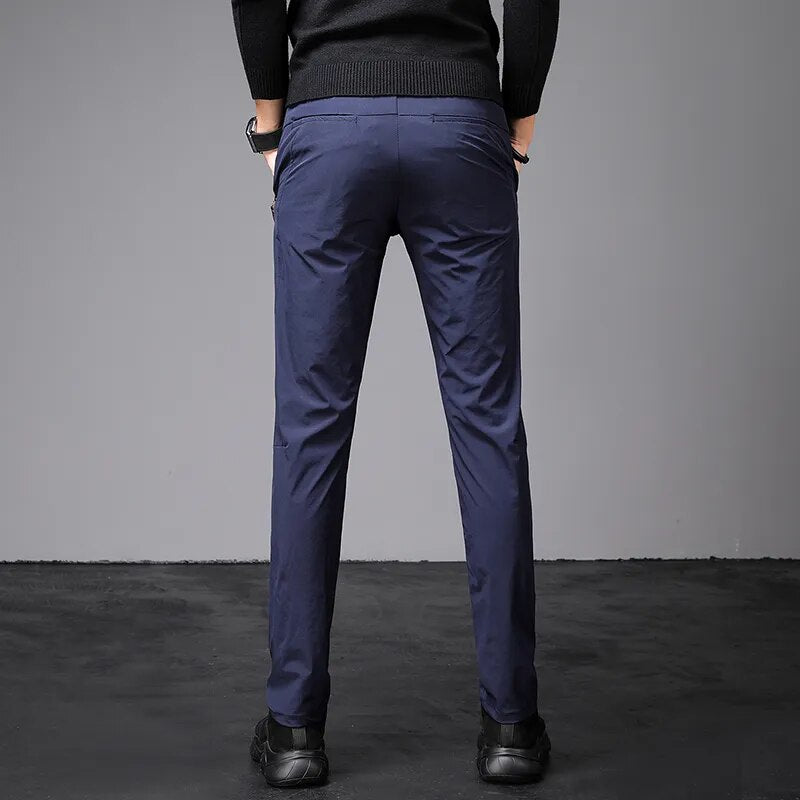 New Autumn Casual Pants Men Slacks Jogging Outdoor Slim Pants for Male Korean Blue Gray Pocket Zipper Trousers 28-38