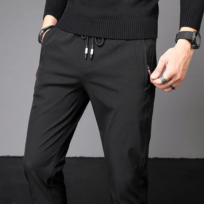 New Autumn Casual Pants Men Slacks Jogging Outdoor Slim Pants for Male Korean Blue Gray Pocket Zipper Trousers 28-38