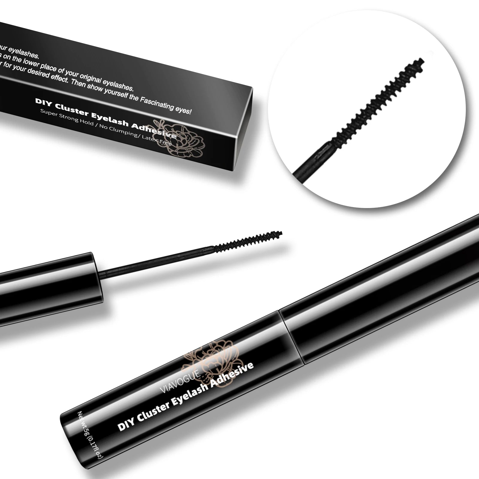 VIAVOGUE Black Cluster Eyelash Adhesive DIY Segmented Lash Lifting Glue Waterproof Sweatproof Eye Makeup Base Makeup Cosmetic