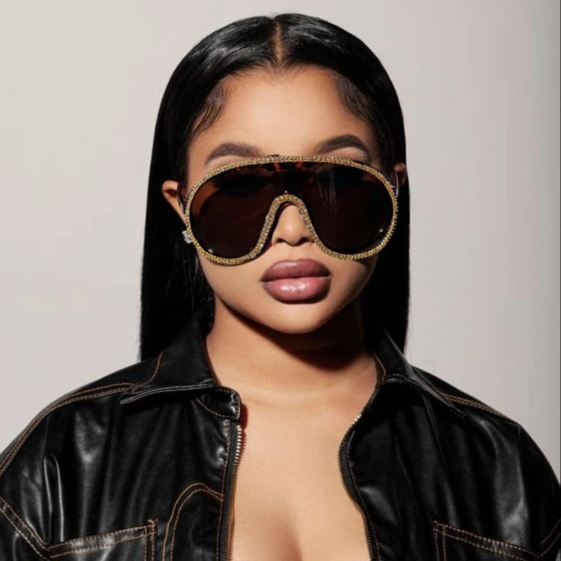 Summer Beach One-Pieces Handmade Big Sunglasses Women Oversized Yellow Fashion Sun Glasses Men UV400 Lunette Soleil Femme