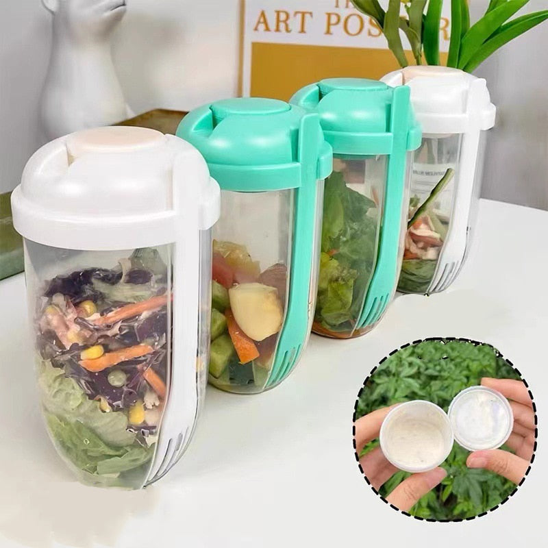 2 Layer Bottle Salad Containers for Lunch & Fitness Meal Salad Bottles Portable Bento Salad Bowl Bottle Cup Salad Container