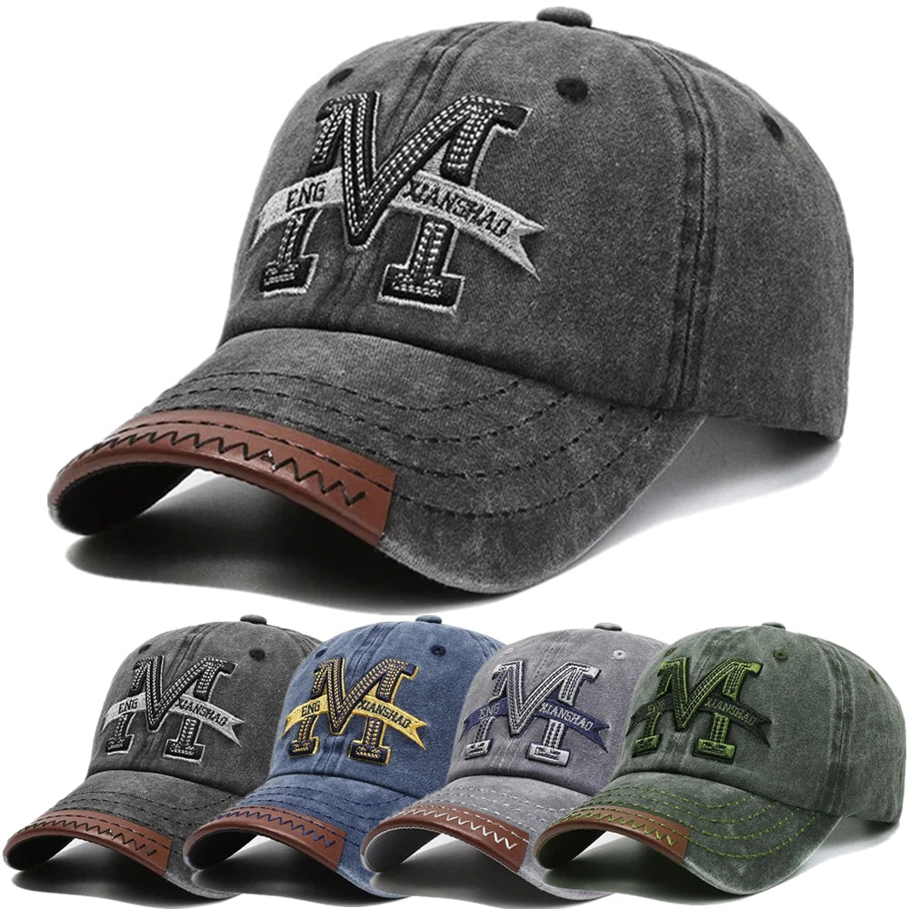 Hot Sale Unisex Classic Baseball Cap M Letter Embroidery Dad Hat Women&Men Outdoor Washed Cotton Cap