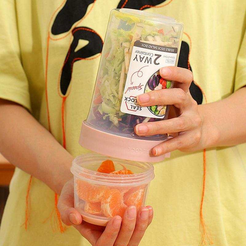 Portable Breakfast Cups Cereal Nut Yogurt Salad Cup Container Set With Lid Spoon Cup Bottle Food Storage Bento Box Lunch Box