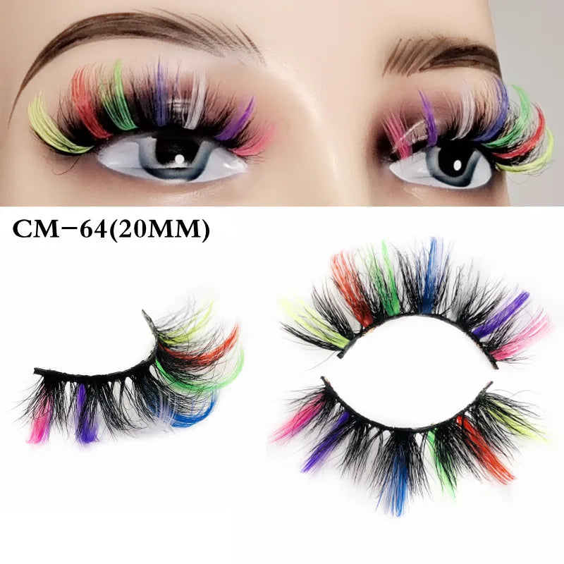 Asiteo Rainbow Eye Lashes Cruelty Free Dramatic Makeup Beauty Purple/pink/blue Cilias Ombre Two Toned Colored Eyelashes Cosplay