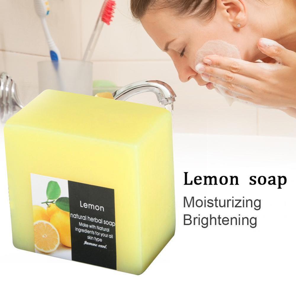 100g Natural Lemon Soap Face Cleanser Oil Control Deep Skin Soap Shower Whitening Care Body Cleaning D3d6