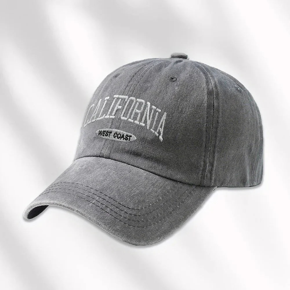 Fashionable Versatile Washed Letters Solid Color Embroidered Baseball Cap for Men Wide Brimmed Casual Sports Cap for Women