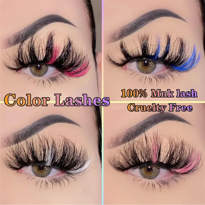 Asiteo Rainbow Eye Lashes Cruelty Free Dramatic Makeup Beauty Purple/pink/blue Cilias Ombre Two Toned Colored Eyelashes Cosplay