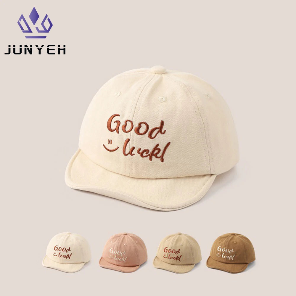 Letter Baby Baseball Hat Good Luck Duck Tongue Cap Cotton Children Sun Visors Toddler Bonnet Boy Girl Cap For Kids 5-24 Month