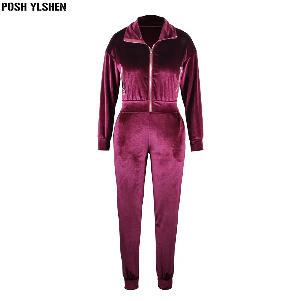 Chic Velvet 2023 Autumn Winter Jogging Suits Tracksuit Two 2 Piece Sets Women Outfit Velour Zipper Sweatshirt + Pocket Pants Y2K