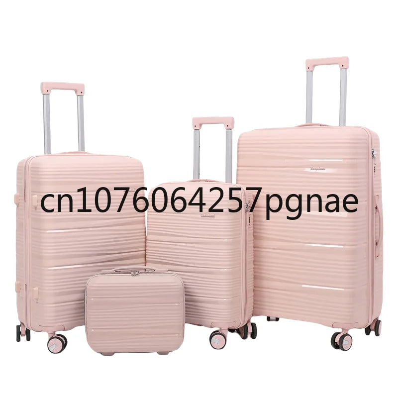 Factory Direct Sale 4 Pcs Carry-On Suitcases Valise Trolley Travel Bag PP Luggage Sets with Handbags