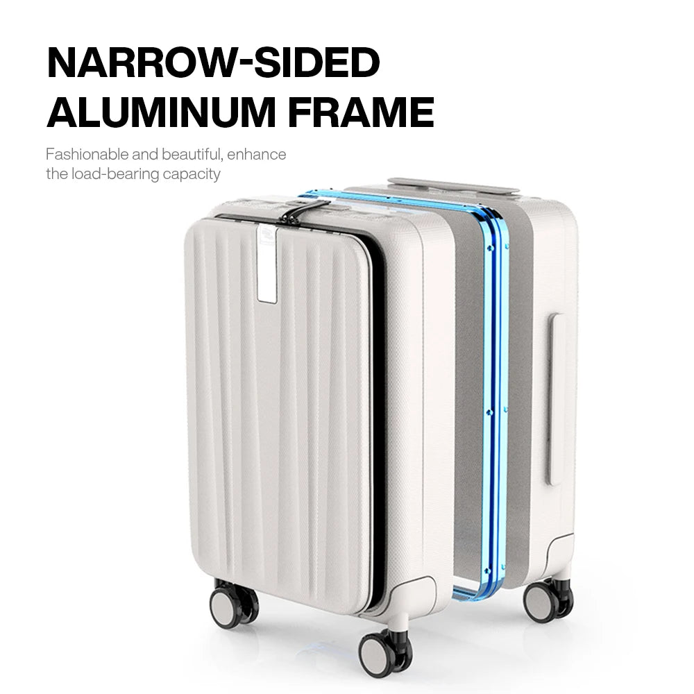 Hanke Innovative Design 20" Carry On Suitcase 24" Travel Luggage Aesthetic Narrow Aluminum Frame PC Hardside Spinner W