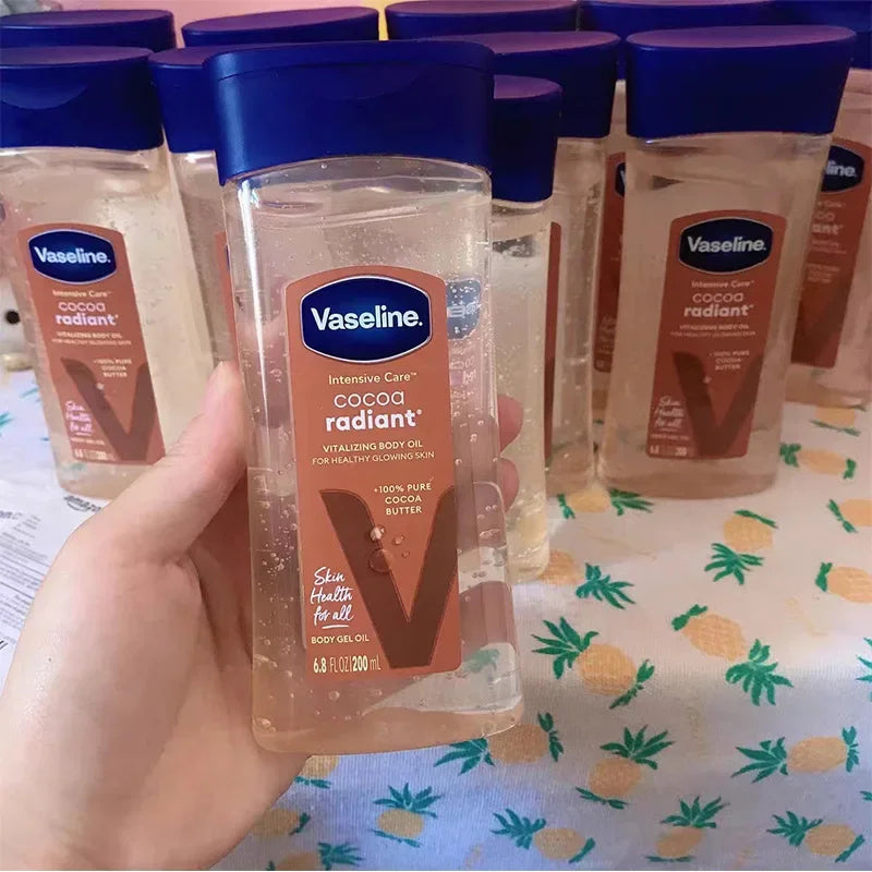 Vaseline 200ml Cocoa Radiant Body Oil Smooth Skin Aloe Vera Extract Vitamin C Essential Oil Moisturizing Cocoa Bean Skin Care