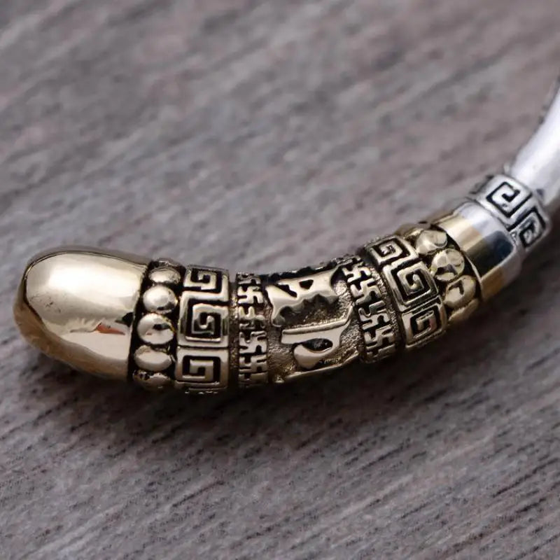 Genuine 925 Sterling Silver Jewelry Vintage Cuff Bracelets Men Monkey King Golden Cudgel High Polished Top Quality