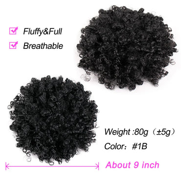 Afro Curly Ponytail Puff Chignon Wig Drawstring Ponytail Short Afro Kinky Pony Tail Clip In on African Synthetic Hair Bun Pieces