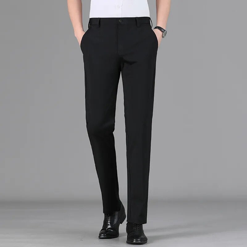 Mens Business High-quality Casual Elegant Pants Cotton Elasticity Soft Slim Fit Male Trousers Suit Slacks